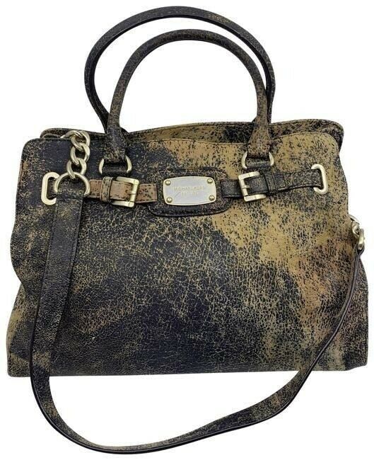 michael kors washed hamilton msrp black leather shoulder bag
