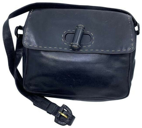 prada vintage black leather cross body bag