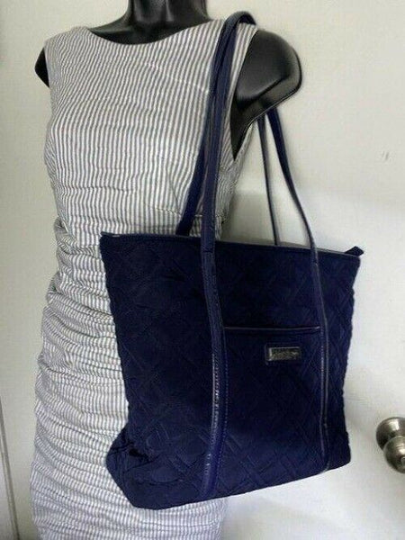 Vera Bradley Large Quilted Navy Blue Shoulder Bag