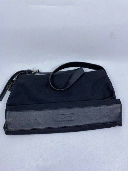 coach medium material black fabric shoulder bag