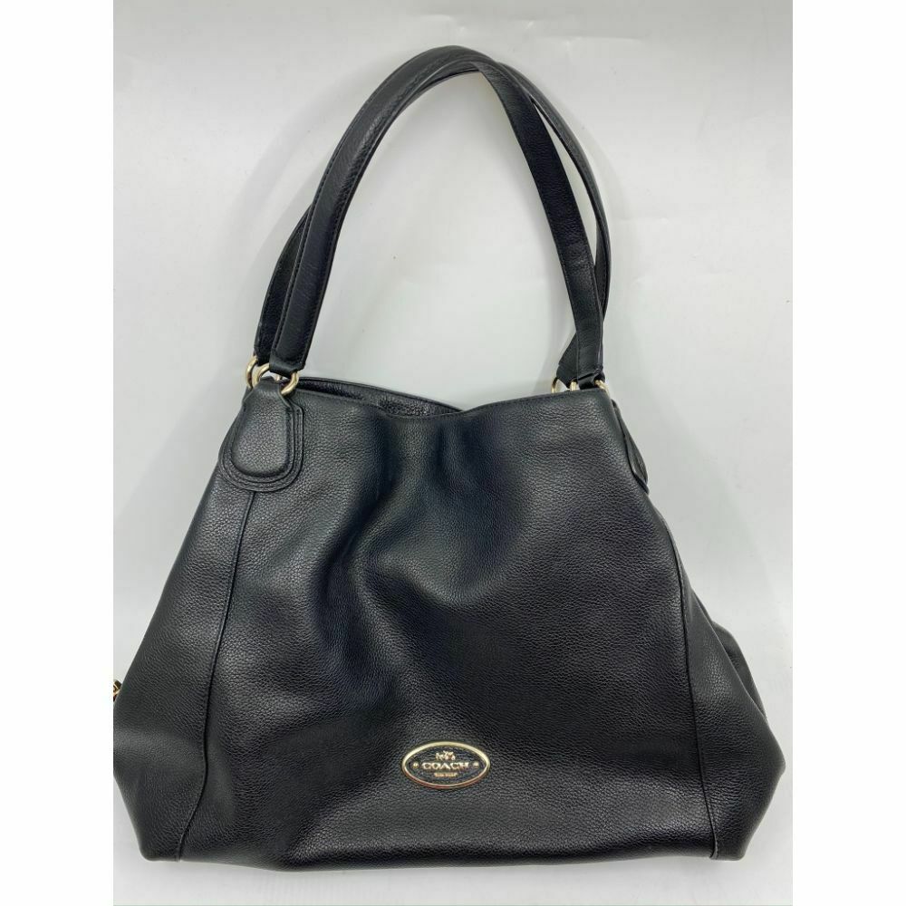 Coach Black Leather Classic Tote Bag Multiple Compartments
