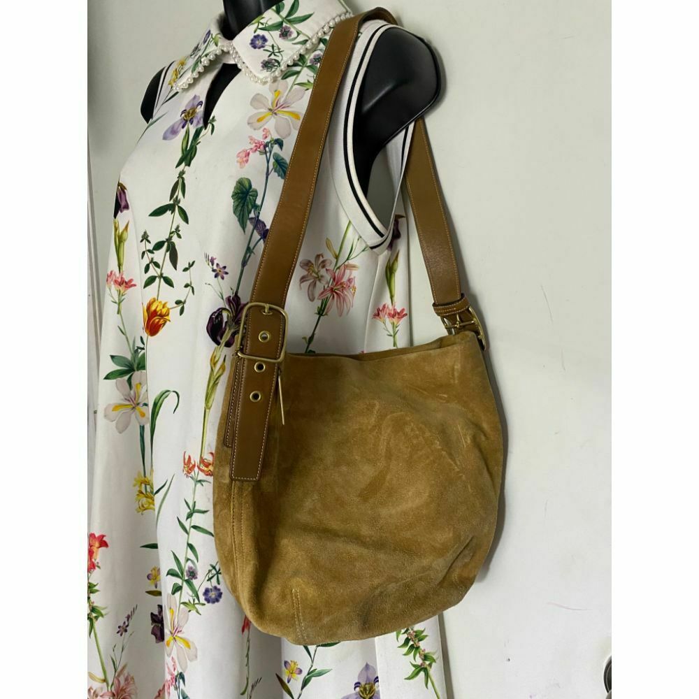 Coach Women's Brown Suede Leather Shoulder Bag