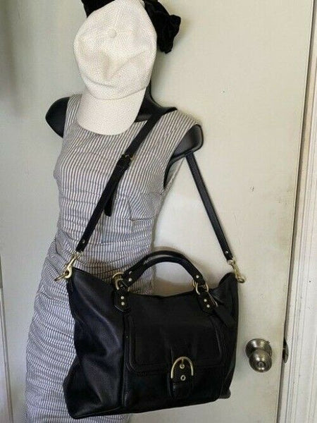 Coach Campbell Izzy Fashion Satchel Black Leather Cross Body Bag