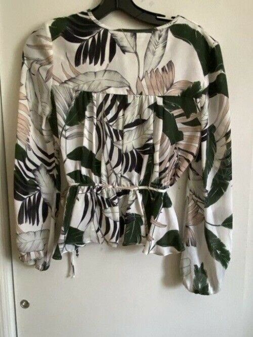 milly white green beige new chiffon wrap msrp small blouse