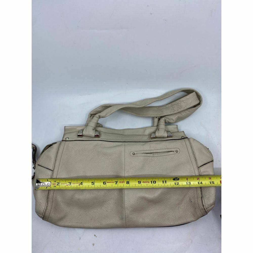 B. makowsky Cream Leather Shoulder Bag