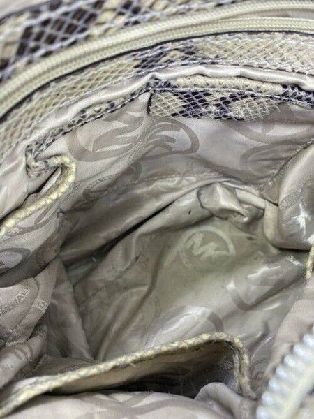 michael kors bag snake print beige leather tote