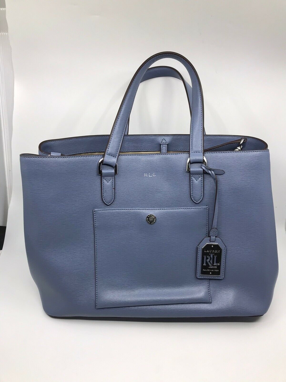 RALPH LAUREN BLUE Large  Leather Tote