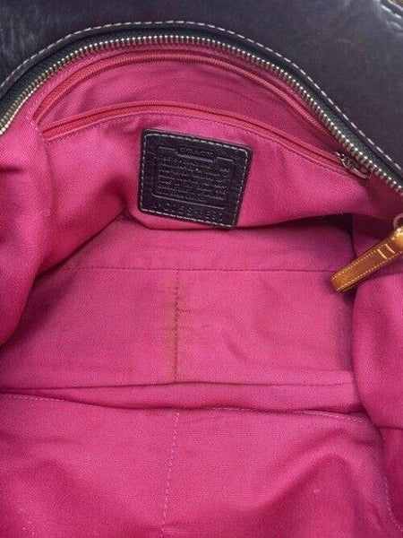 coach medium bag handbag navy leather shoulder bag