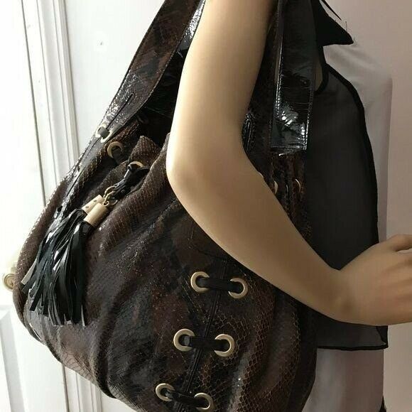 MICHAEL KORS Brown Python Leather Shoulder Bag