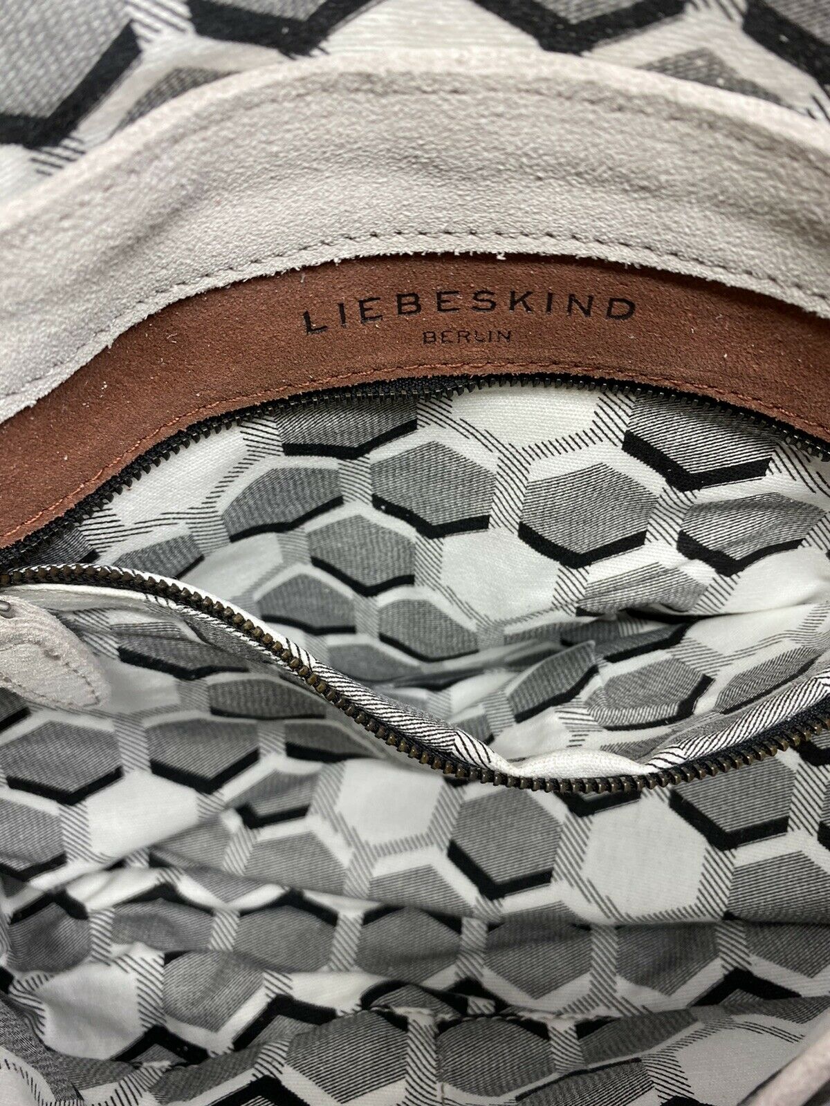 LIEBESKIND Grey Suede Leather Shoulder Bag