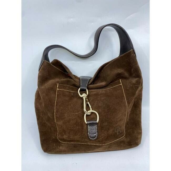 dooney and bourke brown suede leather hobo bag