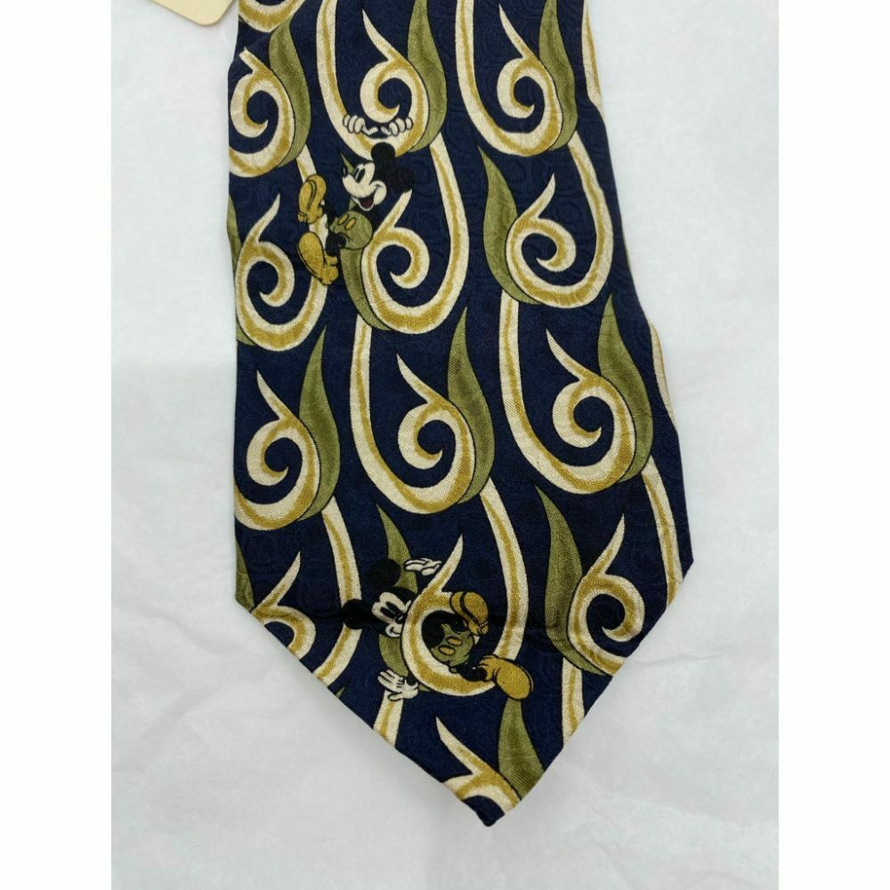 MICKEY MOUSE Disney Neck Tie Black Green Hand Made 100% Silk