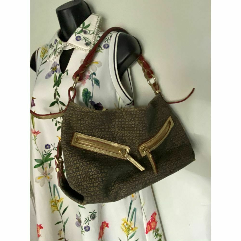 Dooney & Bourke Fabric Shoulder Bag Over Signature Size M Msrp 250