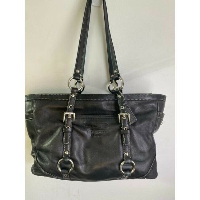 COACH Large Black Leather Shoulder Bag