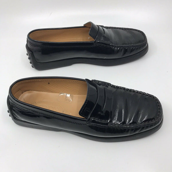 TOD’S Women’s Patent Black Leather Loafers size 8
