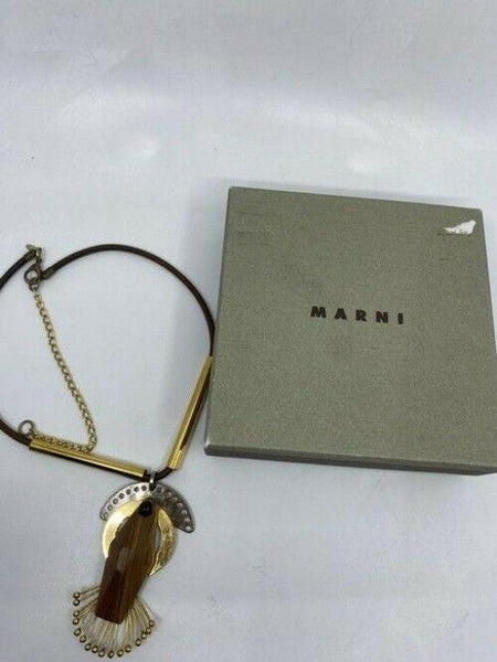 marni brown box w wooden charm necklace