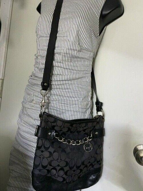 Coach Black Gray Fabric Cross Body Bag