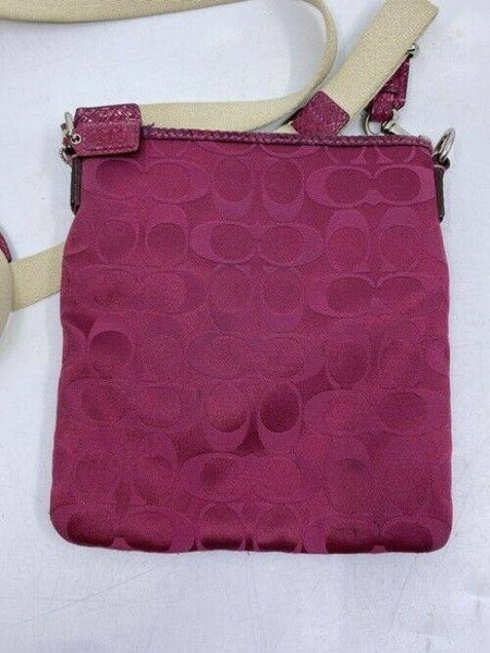 coach small purple beige fabric cross body bag