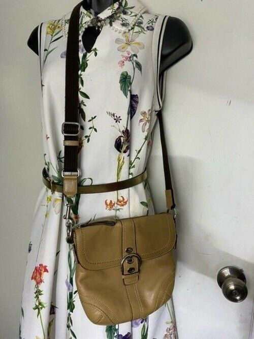 coach small tan leather cross body bag