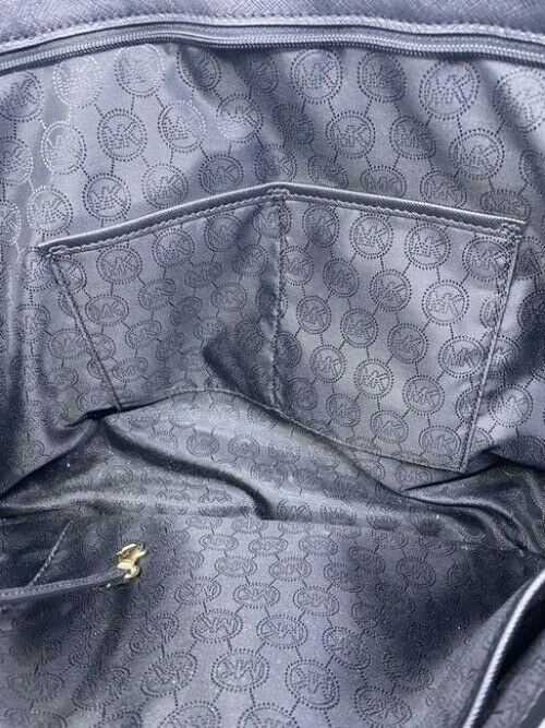 Michael Kors Jet Set Large Travel Top Zip Device Black Saffiano Leather Shoulder