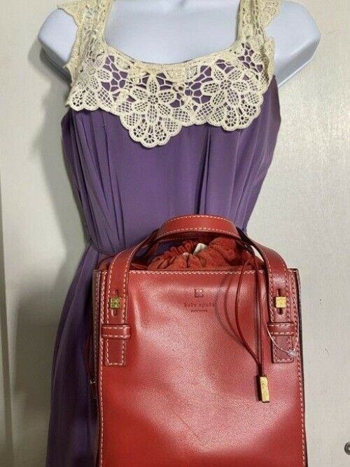 kate spade box red leather tote