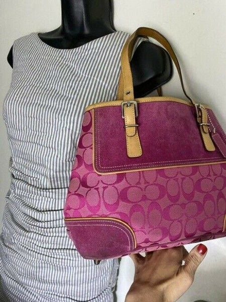 Coach Shoulder Bag Medium Msrp Purple Jacquard Fabric Tote