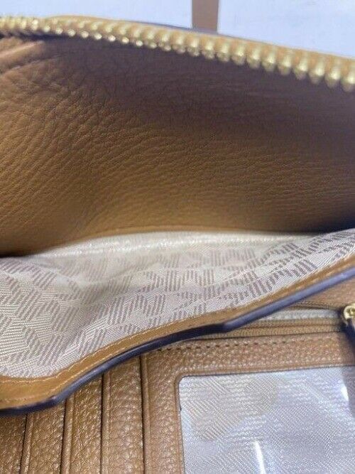Michael Kors Soft Device Card Coin And Id Holder Brown Leather Wristlet