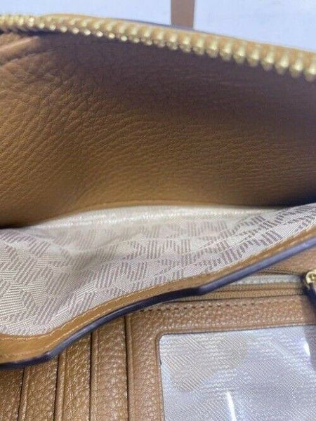 Michael Kors Soft Device Card Coin And Id Holder Brown Leather Wristlet