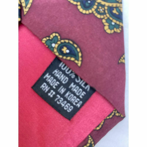 New! MICKEY MOUSE Disney Neck Tie Red Green Beige 100% Silk Handmade