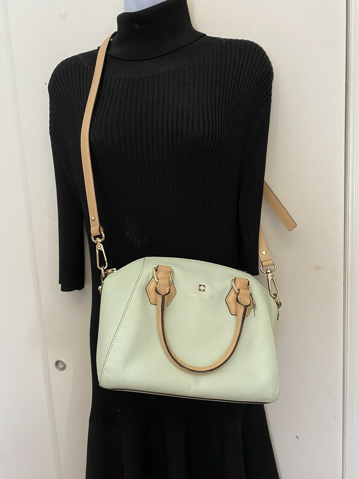 Kate Spade Green leather  Trapeze Bag W Crossbody