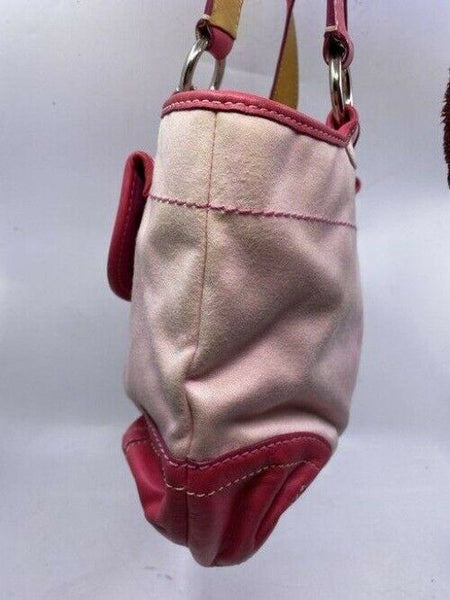 coach medium material pink fabric shoulder bag