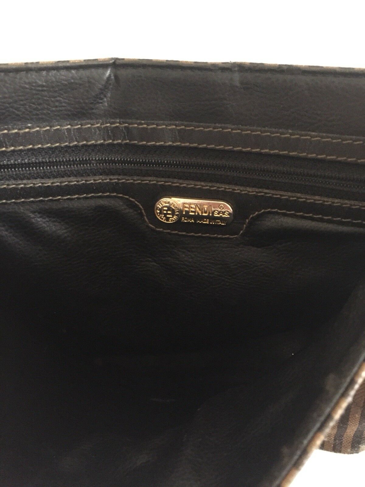 Vintage FENDI Brown/ Mahogany Stripe Flap Crossbody Bag