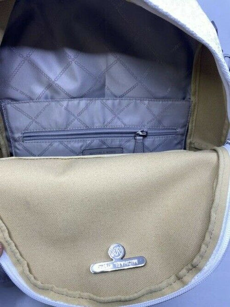 Michael Kors Slater Medium Logo Stripe Whitepinkgray Saffiano Leather Backpack
