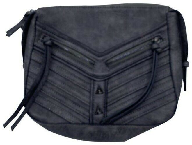 mms design studio zipper gray leather cross body bag