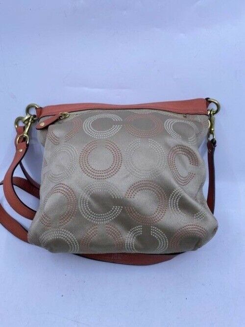 Coach Classic Orangepink Fabric Cross Body Bag