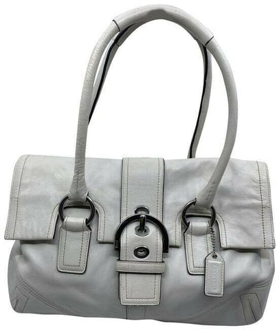 coach medium bag handbag off white leather shoulder bag