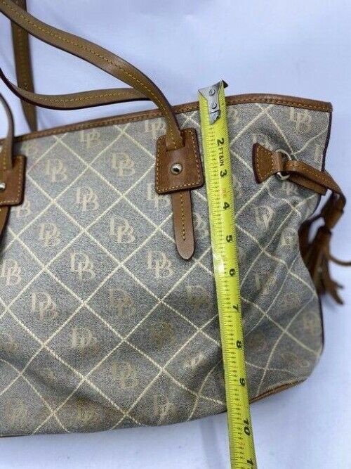 Dooney and Bourke shopping large gray brown fabric tote