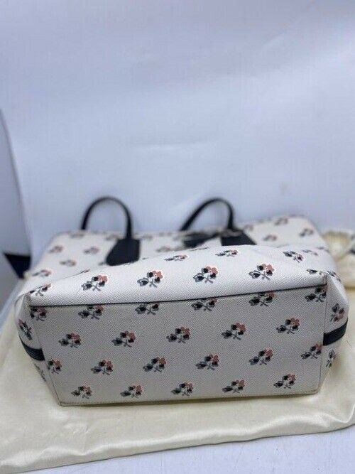 Coach shopping xl floral great condition msrp white black leather tote