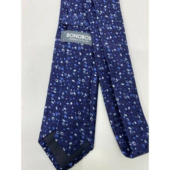 New! BONOBOS Navy Blue White Premium Neck Tie