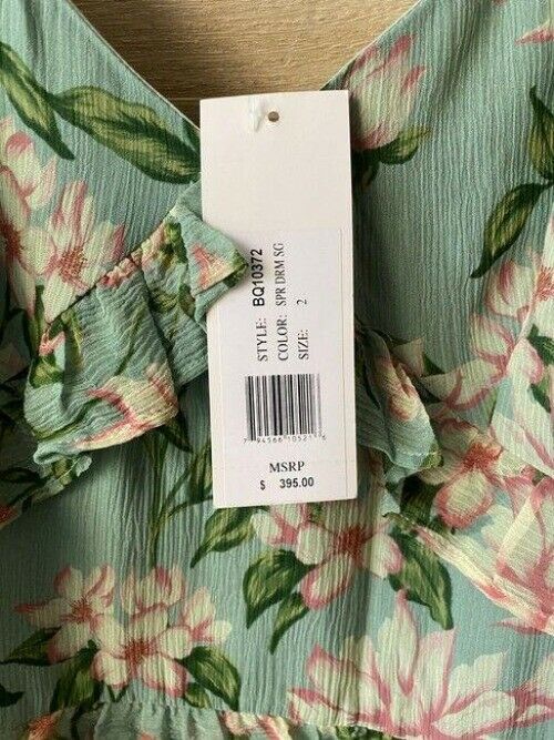 nicole miller green pink floral msrp long casual maxi dress