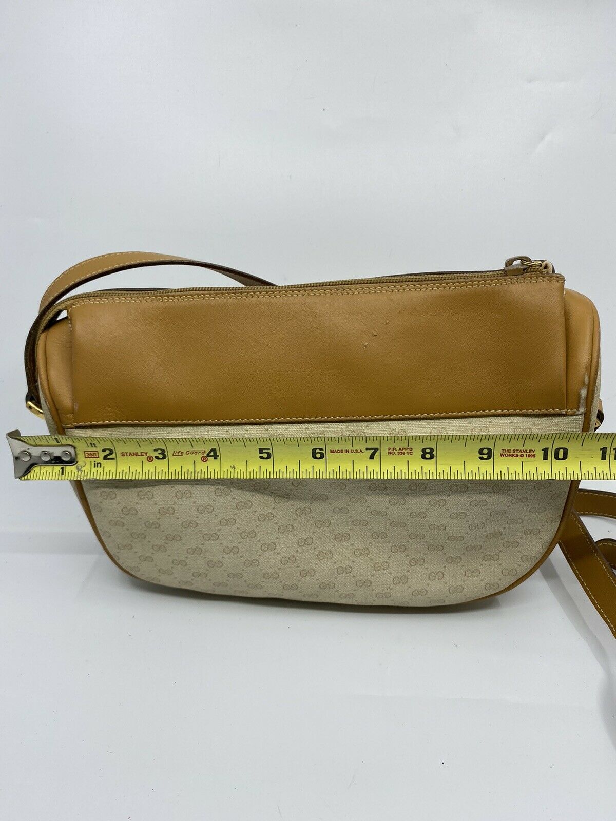 GUCCI Vintage Beige Coated Canvas/ Leather Crossbody