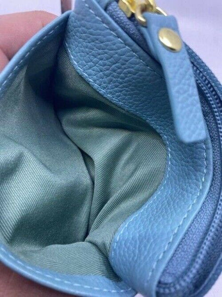 Lodis Soft Blue Leather Change Purse Cosmetic Bag