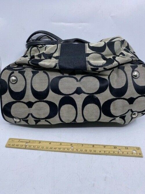 Coach Middle Clasp Black Fabric Shoulder Bag