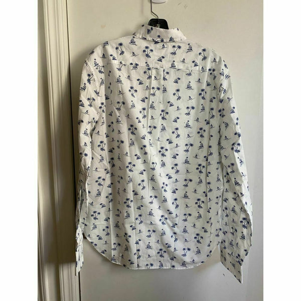 BONOBOS Blue White Printed Long Sleeve Button Down Shirt Size M