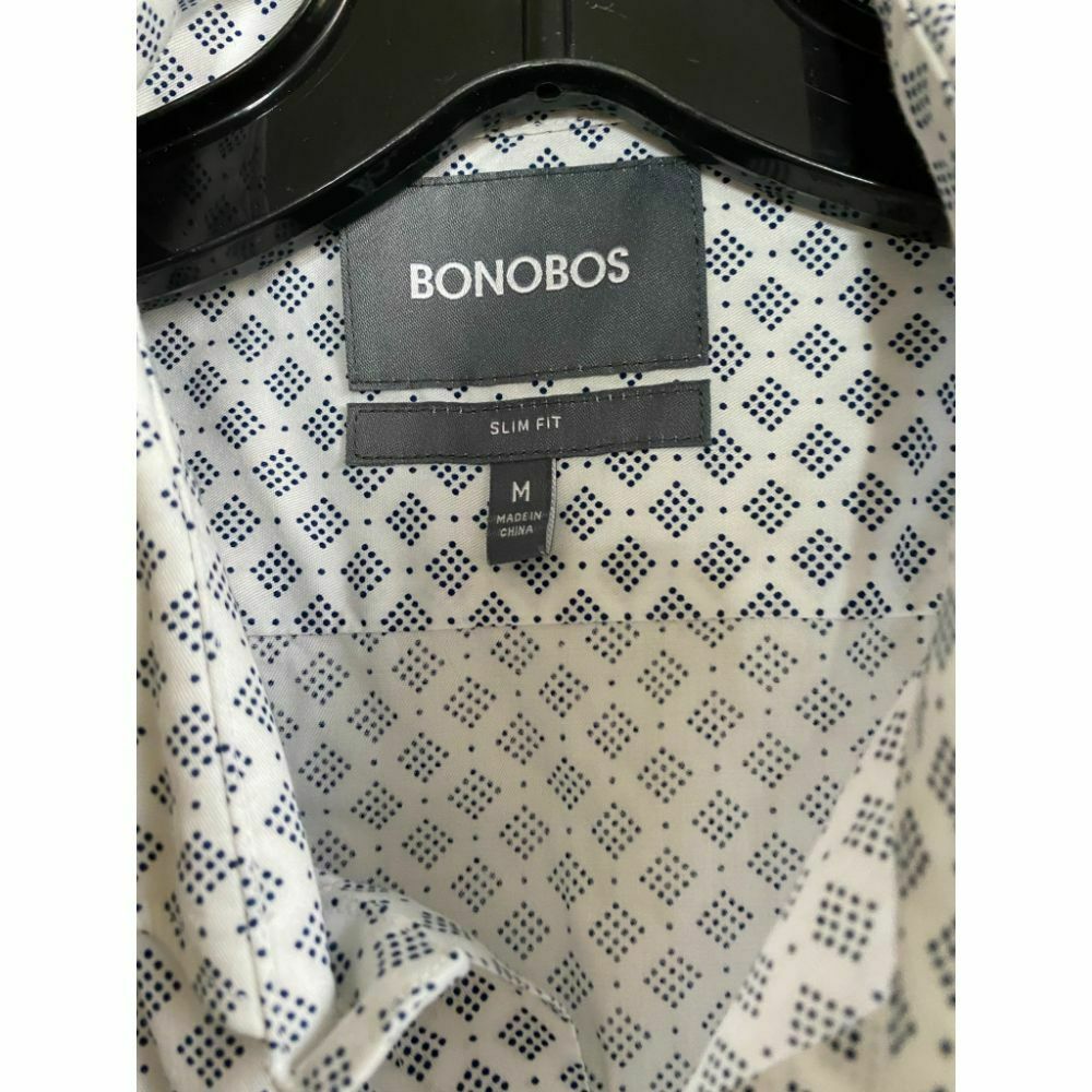 BONOBOS White Gray Printed Long Sleeve Button Down Shirt Size M