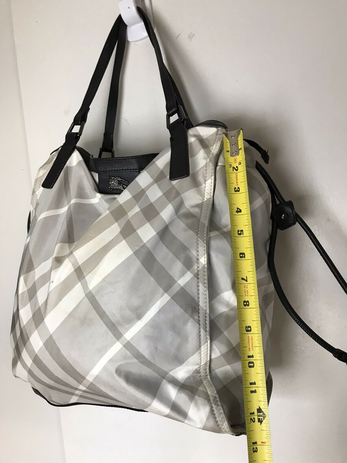 BURBERRY Grey  Plaid nylon tote Bag Classic