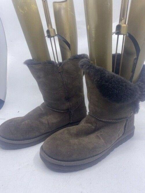 Ugg Australia Brown Wood Button Mid Height Bootsbooties Size Us
