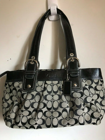 Coach Black Interwoven Fabric Tote Bag