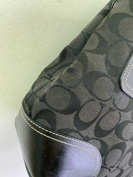 coach bag gray black fabric tote