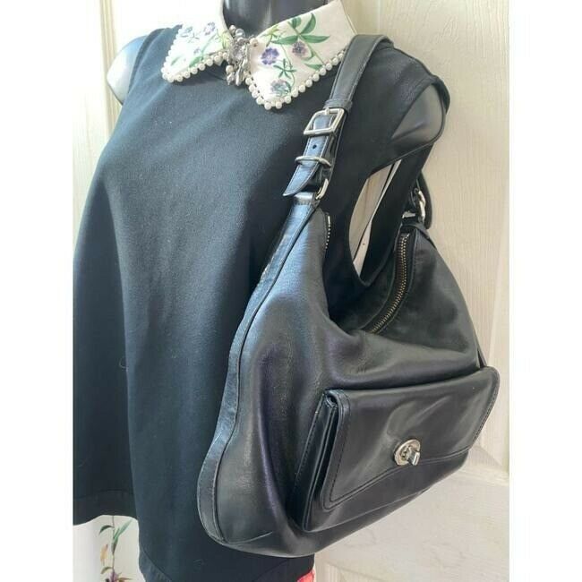 Coach Large Black Leather Hobo Bag